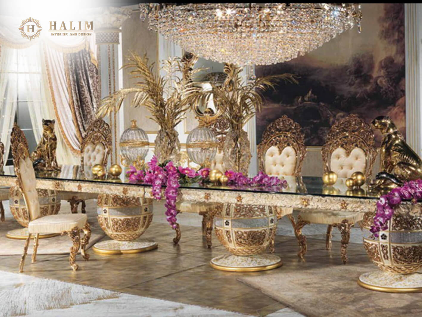 Halim Interior modern furniture contemporer american style minimalist european classic surabaya dining set IMPERIAL 047