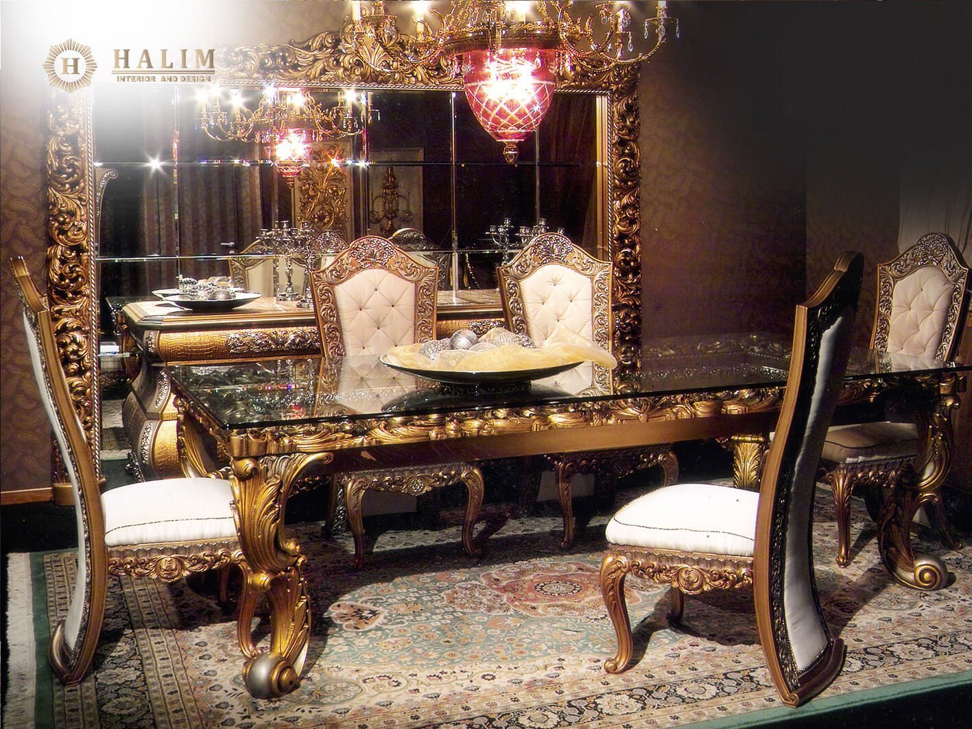 Halim Interior modern furniture contemporer american style minimalist european classic surabaya dining set dt