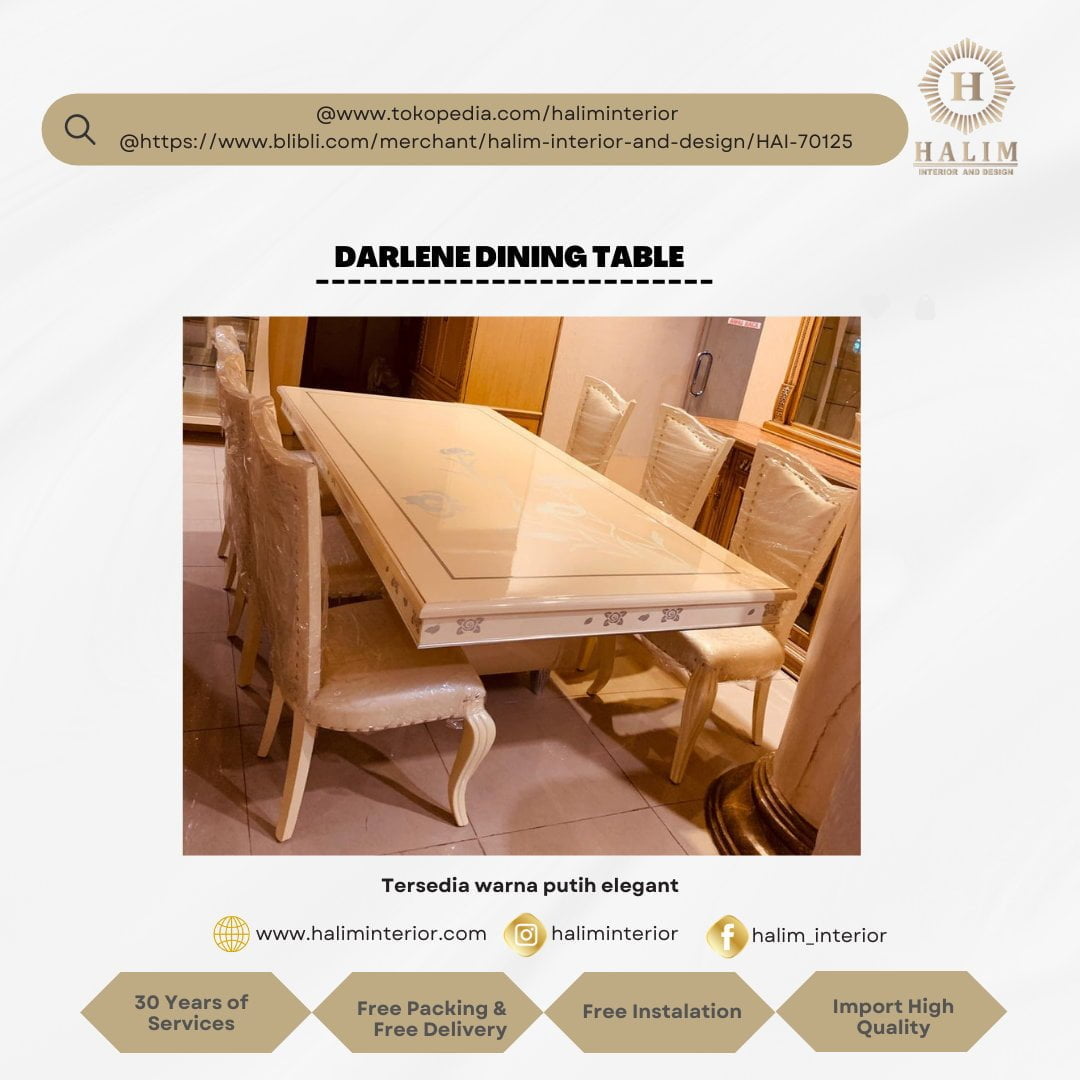 Halim Interior modern furniture contemporer american style minimalist european classic surabaya DARLENE DINING TABLE B