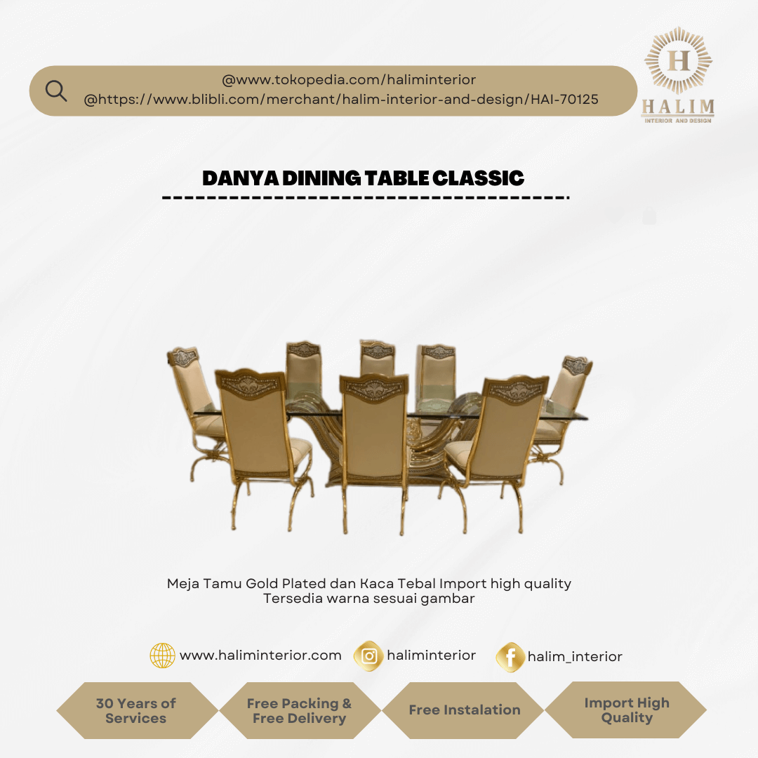 Halim Interior modern furniture contemporer american style minimalist european classic surabaya DANYA DINING TABLE CLASSIC SET 1