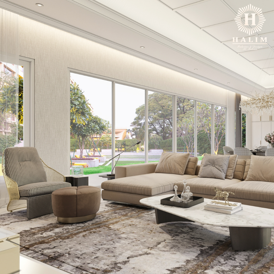 Design Interior Mewah Ruang tamu dan keluarga by Halim Interior & Design