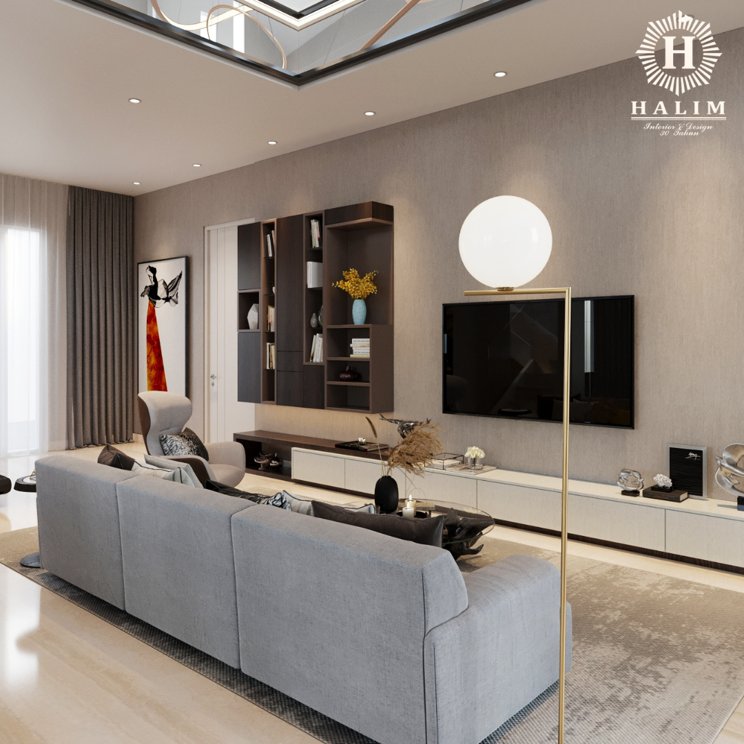 Design Interior Mewah Ruang tamu dan keluarga by Halim Interior & Design