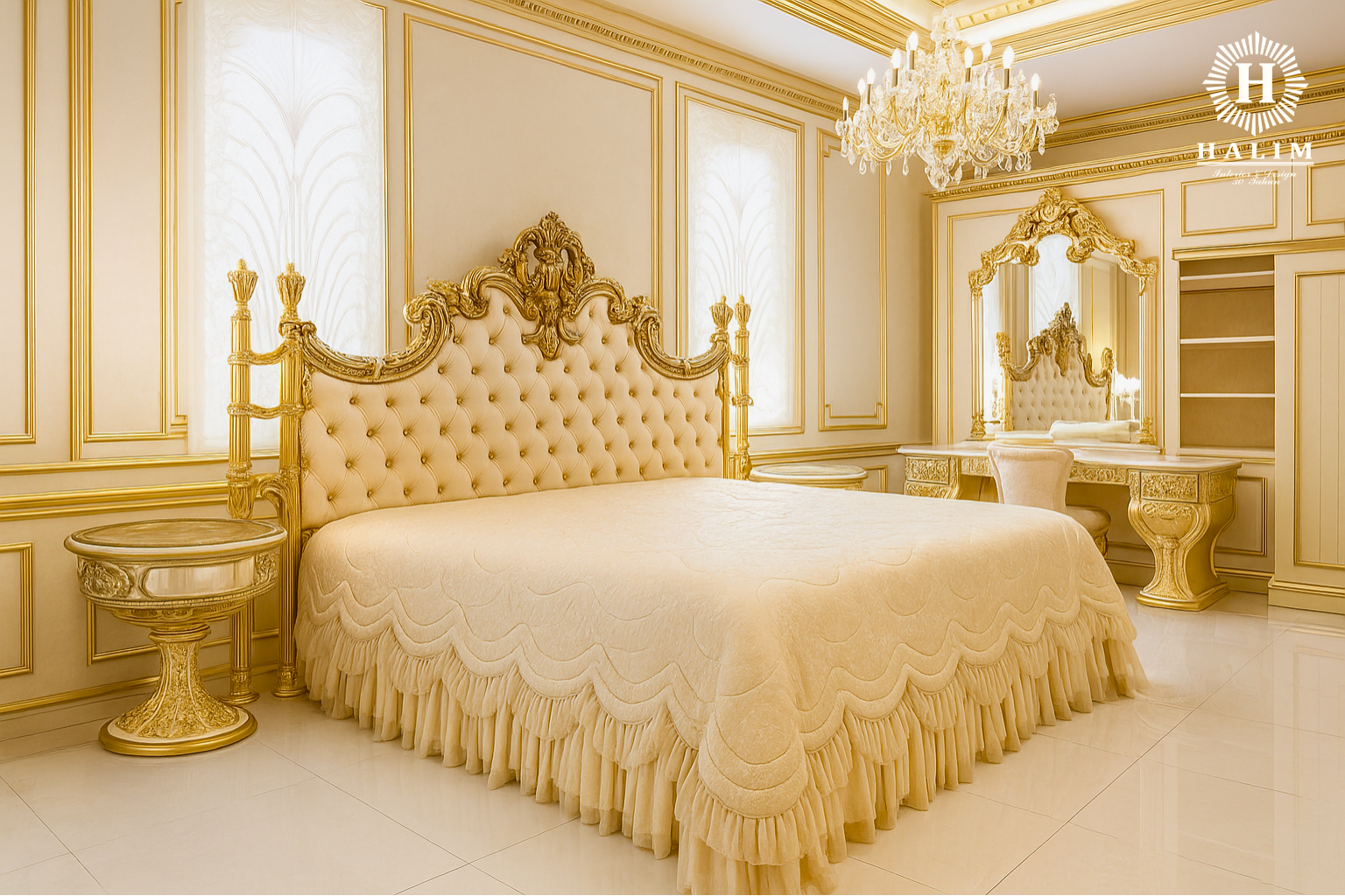 Meja Nakas Klasik – Sentuhan Elegan di Kamar Tidur oleh Halim Interior & Design